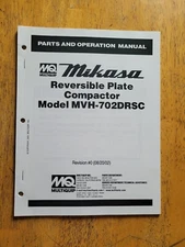 MULTIQUIP Mikasa Reversible Plate Compactor MVH-702DRSC parts  operation manual 