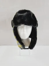 Yellow Gray Quilted Trapper Ear Flap Hat Cap Unisex One Size