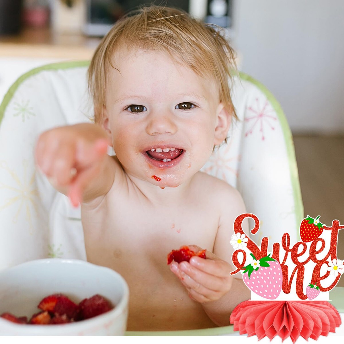 11 PCS Strawberry Sweet One Honeycomb Centerpieces Berry First Birthday Decor