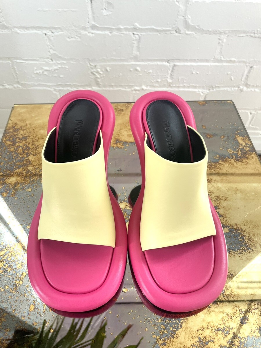 JW Anderson BUMPER-TUBE LEATHER MULES Sandal Heels💛🩷 | eBay