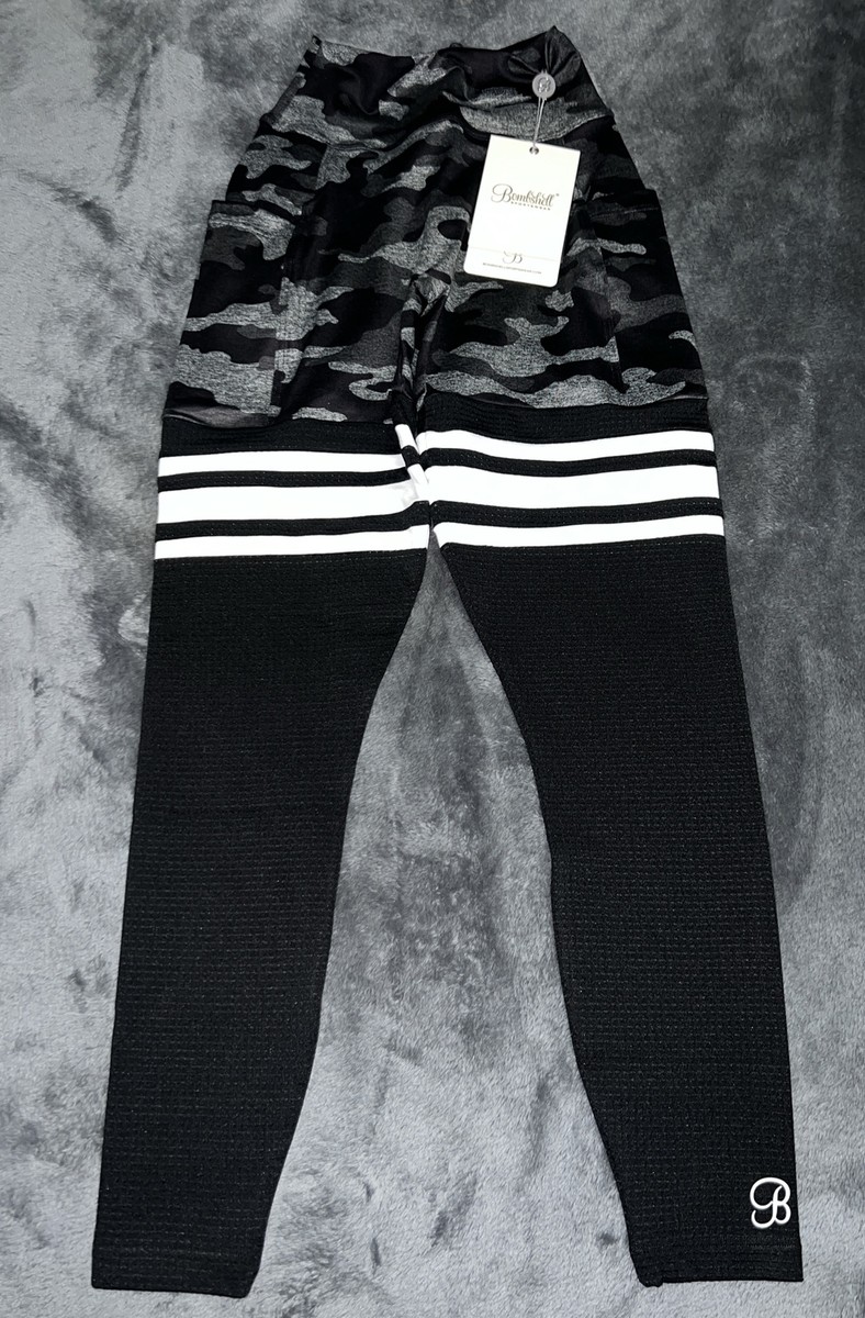 SMALL BOMBSHELL SPORTSWEAR Scrunch Thigh Highs gray black SMALL BOMBSHELL SPORTSWEAR Scrunch Thigh Highs gray black