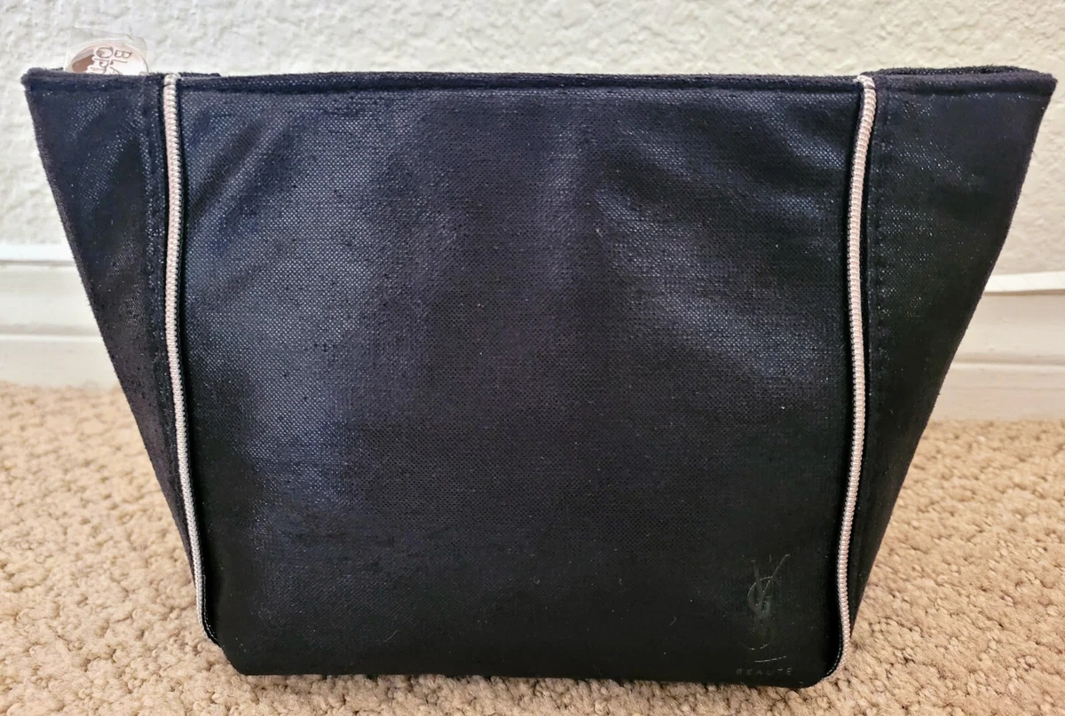 AUTH YVES SAINT LAURENT YSL BEAUTE SHINY CANVAS COSMETIC POUCH