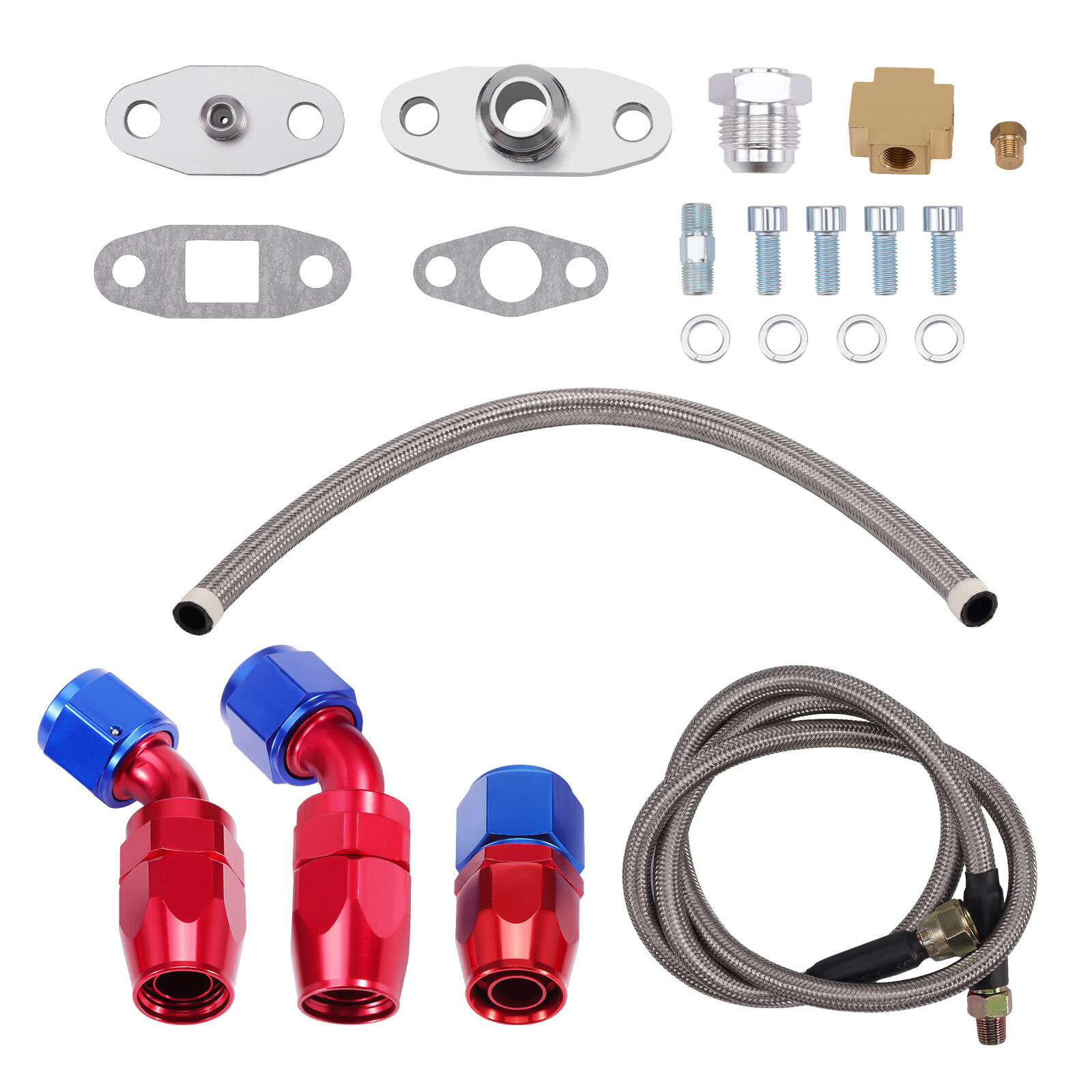 Turbo Oil Return + Braided Feed Lines For T3, T3/t4,t04,gt32,gt40,gt42,gt4088r