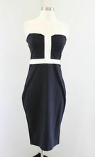 NWT $69 Express Black Off White Colorblock Strapless Bodycon Dress Size 6 Party