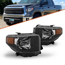 Toyota Tundra Black Headlights For 2014-2017 Toyota Tundra Black Headlights Amber Corner Headlamps Left+Right