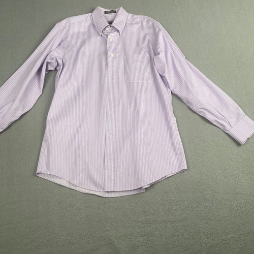 Kirkland Signature Men's size 15.5-33 Purple White Stripe Long Sleeve Shirt - Picture 7 of 10