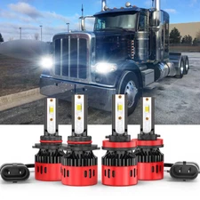 for Peterbilt 388 389 -4x 9005+H11 White New led Headlight Conversion Kit Hi/Lo