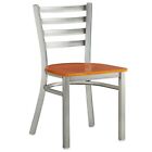 Ladder Back Clear Coat Metal Restaurant Chair With Cherry Wood Seat