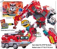 METAL CARDBOT PHOENIX FIRE Transformed Robot Fire Engine Action Figure Toy