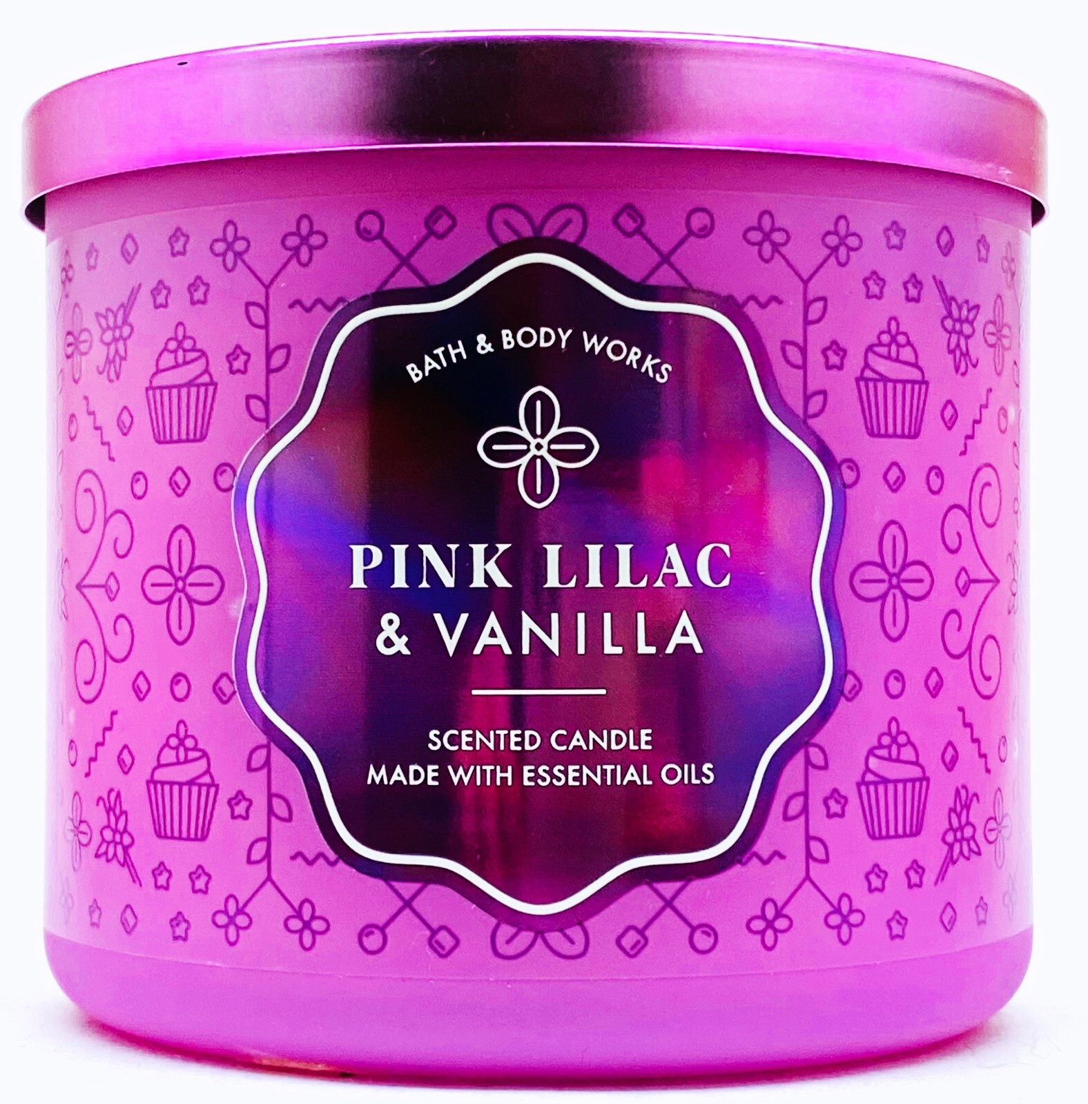 1 Bath & Body Works PINK LILAC VANILLA Large 3-Wick Scented Candle 14.5