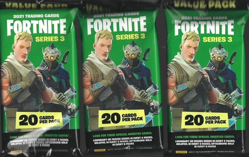 Fortnite Serie 3 Paquetes de Grasa Sellados de Fábrica X3 60 Tarjetas Total + ¡Tarjetas Épicas de Bonificación!