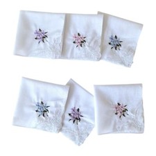 6 St&uuml;cke Baumwolltaschent&uuml;cher f&uuml;r Frauen Hanky Elegante bestickte