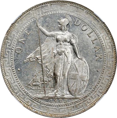 Great Britain: Edward VII Trade Dollar 1903-B, NGC MS-61, Bombay Mint. Lustrous!