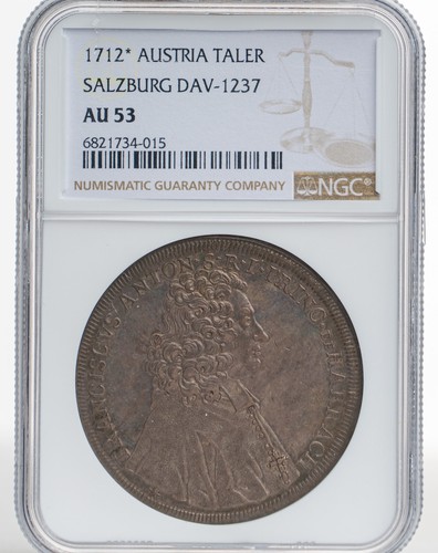 Salzburg Austria, 1712 Franz Anton Thaler, NGC AU 53 Magnificent Lilac Toning ! - Picture 7 of 7