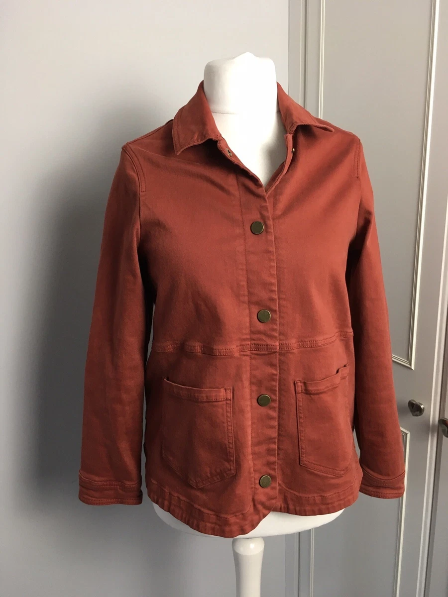 Joules Imogen Utility Style Denim Jacket UK Size 12 Soft Red Tan