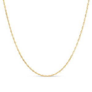 Authentic Gold Plated Sterling Silver 2mm Singapore Twisted Curb Chain Necklace, Women Men