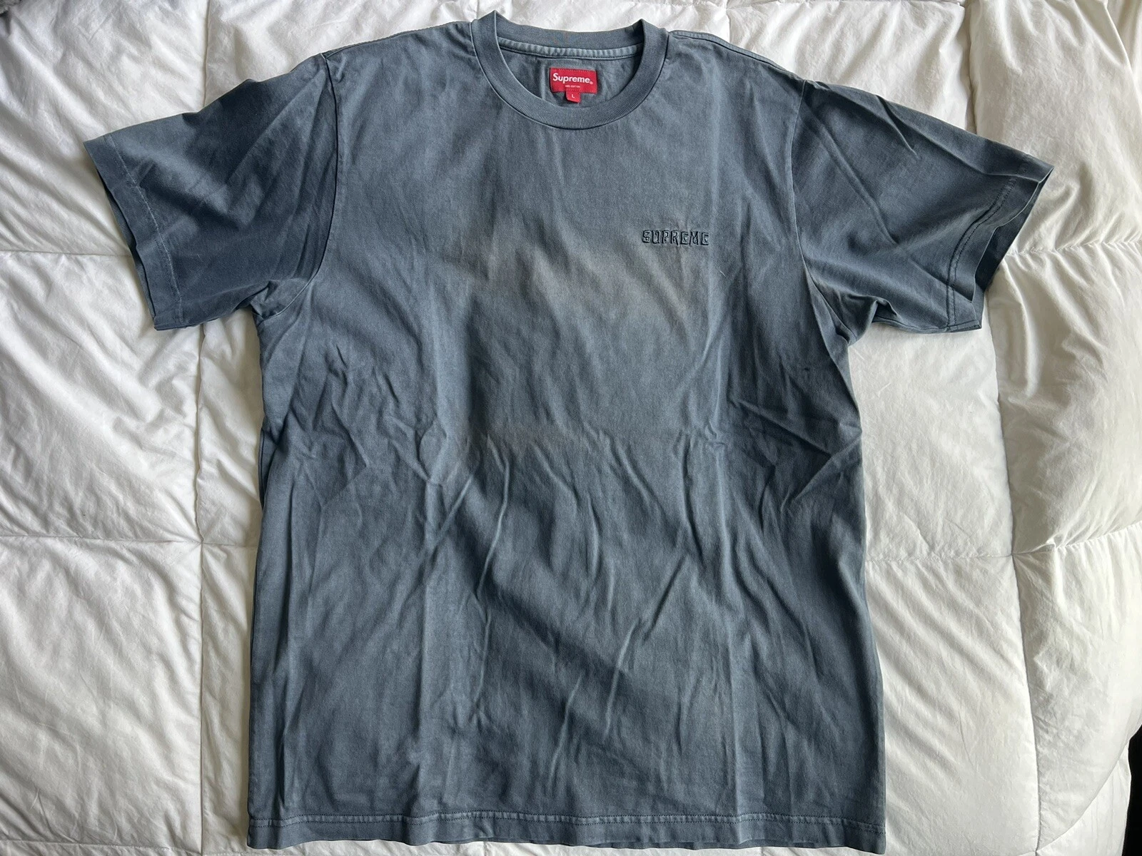 SS18 Supreme Overdyed Tee Shirt Bleu Marine Grand Streetwear Mode Essentials