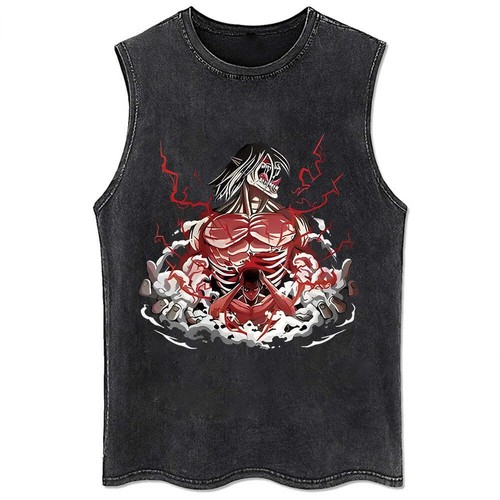 Anime Attack On Titan T-Shirt Hip Hop Oversized Streetwear Vintage Printed Washe - Picture 35 of 63