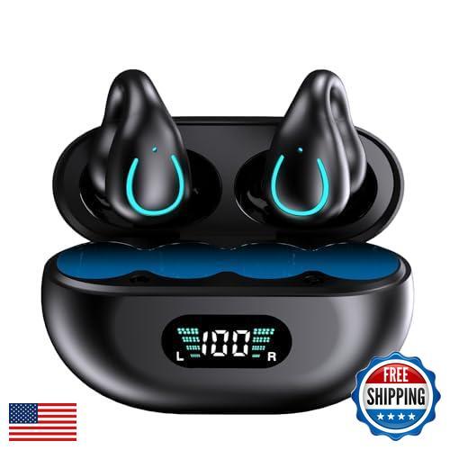 Open-Ear Wireless Headphones Bluetooth Clip On Mini Earbuds Charging Case Ear - Picture 1 of 5