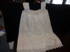 Vintage hand made cotton child s cotton slip / crocheted lace trim