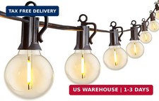 Outdoor String Lights 29 Feet G40 LED Patio Lights, Plug-in, 13 Plastic Edison B