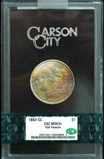 1882-CC Morgan Dollar GSA Rainbow Toned MS63+ CAC - Gorgeous Coin!