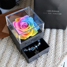 Eternal Flower Rose Jewelry Box for Birthday Presents Valentines Day Wedding Gif