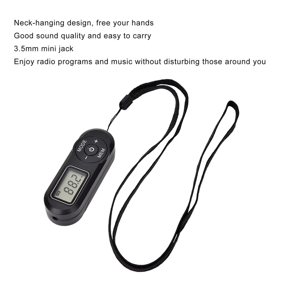 Portable Pocket Fm Radio Mini Radio With Headphones Lcd Display For Sport SGS - Photo 3/4