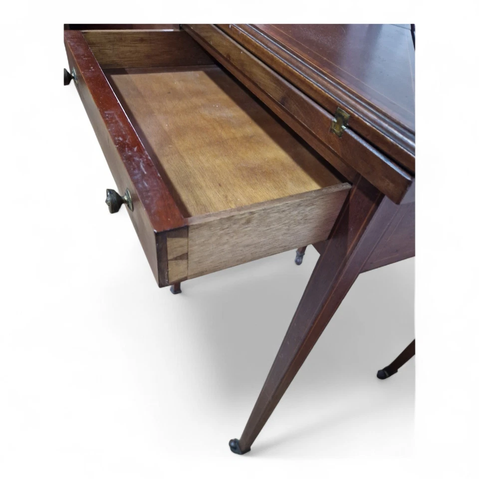 Antique Victorian mahogany envelope games table - fold out poker card table - Image 4 of 4