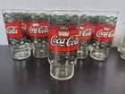 x2 Vintage Coca-Cola Glasses Tiffany Style Stained Glass Piece Set Red green