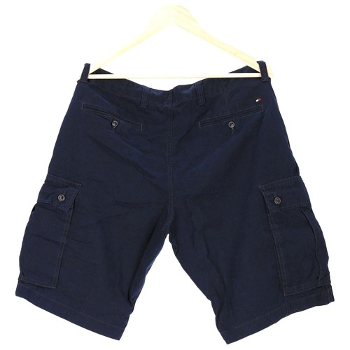 Tommy Hilfiger Mens Casual Cargo Shorts Blue Corduroy Pockets Button One Size - Picture 3 of 9