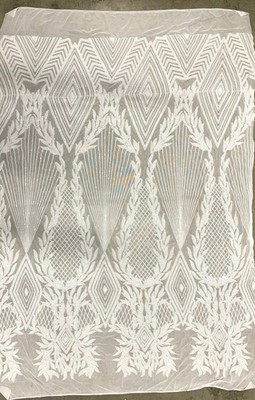 Francesca WHITE Vines and Diamonds Pattern Sequins on Mesh Lace Fabric by the Y