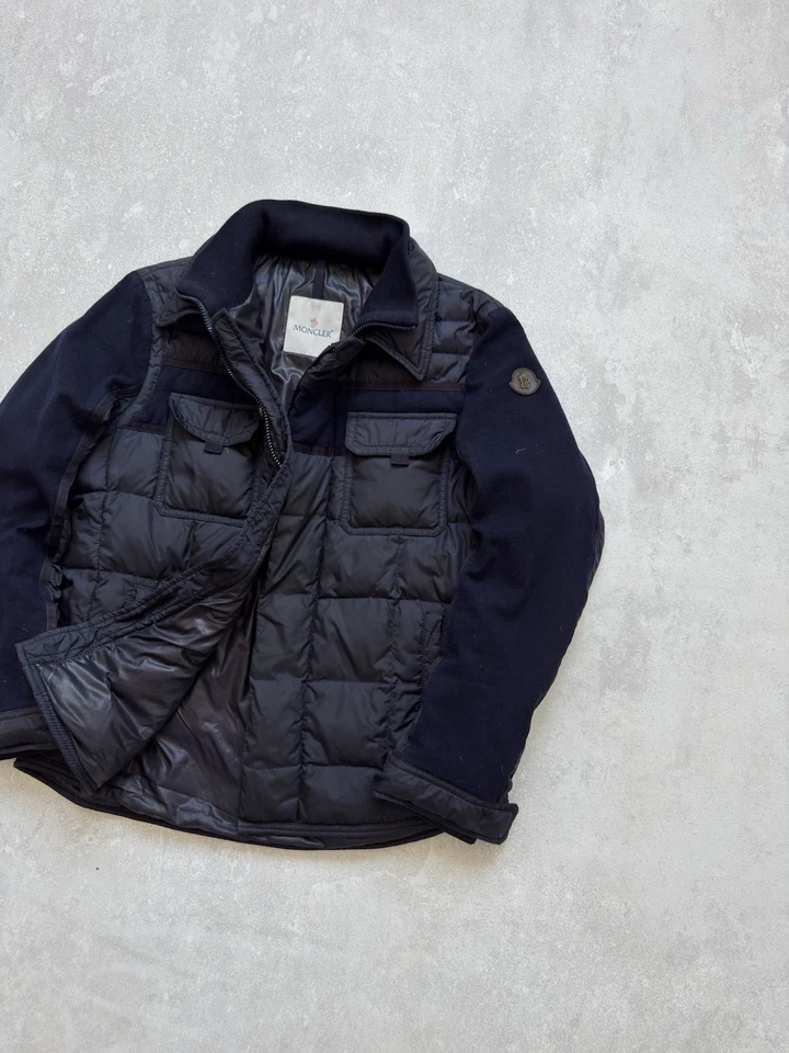 Vintage Moncler Down Jacket Blais Giubbotto Blue Wool/Nylon size 2 - Image 3 of 4