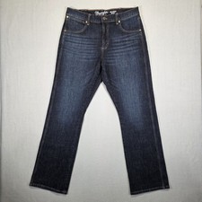 Wrangler Retro Jeans Mens 34x34 Blue Dark Wash Relaxed Boot Cut Western Cowboy