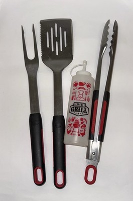 EXPERT GRILL 4pc BBQ Grill Set w/ Spatula, Tong, Fork & Sauce Bottle