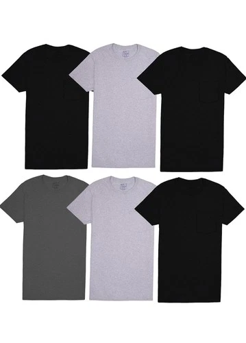 Fruit Of The Loom Men's 6pk Pocket Tees Size L New Moisture Wicking Eversoft video thumbnail