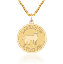14K Solid Yellow Gold Labrador Retriever Necklace