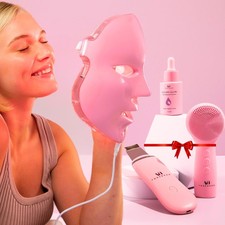 VogueNow LED Face Mask Light Therapy Premium Spa Kit 4 Pcs - With Ultrasoni...