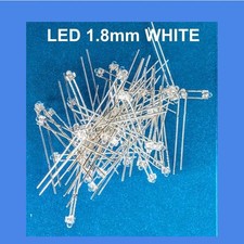 10pc  WHITE (CLEAR) 1.8mm LED Light Emitting Diode  - Christmas Lights , etc.