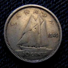 1946 ten cents CANADA silver dime King George VI in VG+
