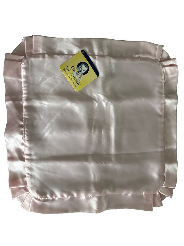 GERBER BABY Vintage Lovey Security Blanket Lil' Clutch, Pink Satin Trim NOS