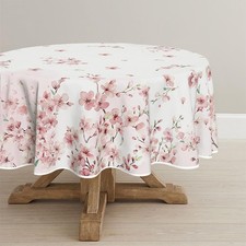 Horaldaily Spring Tablecloth 70 x 70 Inch Round Pink Cherry Blossoms