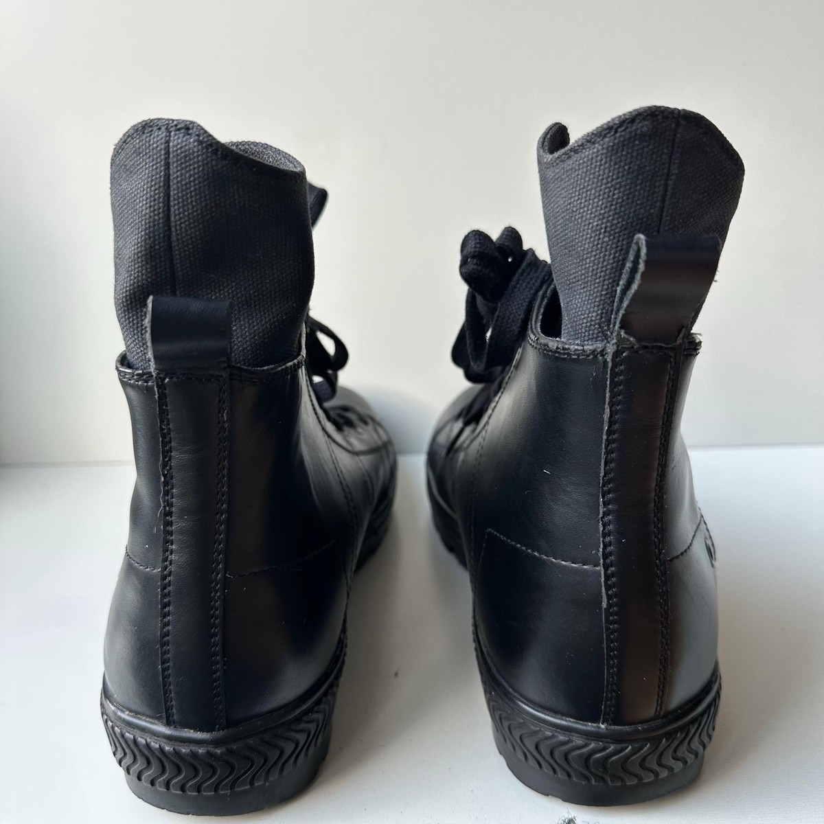 Levi's Men's Black Leather Canvas High Top Sneaker Boots Zip Lace Up Size 8.5 View 5