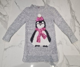 Beautiful Pretty Sequin Penguin Soft Cozy Jumper Dress Age 7 8 Years