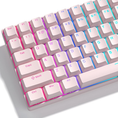 PBT Shine Through Keycaps, Cherry Profile Pink Keyboard Key caps, Cherry Profile