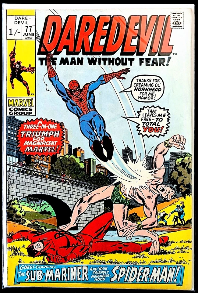 DAREDEVIL #77 VFN+ AMAZING SPIDER-MAN SUB-MARINER BUSCEMA COVER MARVEL 1971 KEY! - Image 2 of 4