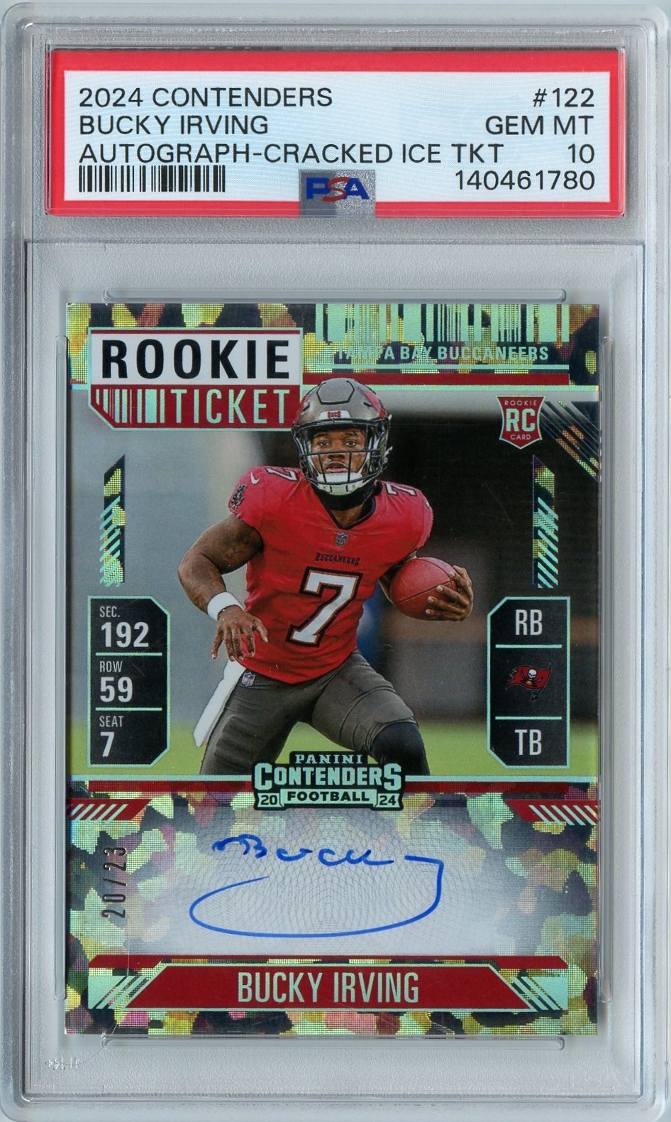 Bucky Irving Panini Contenders #122 Autograph-Cracked Ice Ticket