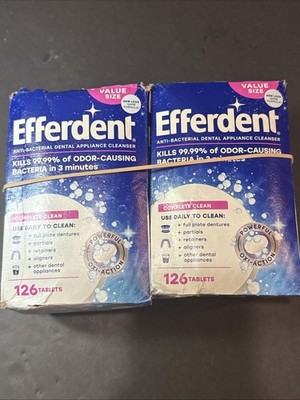Efferdent Denture Cleanser Tablets, Complete Clean, 126 Tablets (2 Boxes)