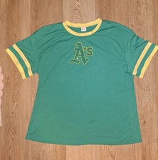 Oakland Athletics Women’s Rhinestone Short Sleeve Green W/ Yellow Sz XL