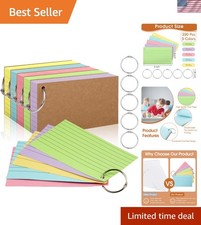 350 Pcs Index Cards With Ring, 3x5 Inches Flash Cards With Rings Colored Heav...